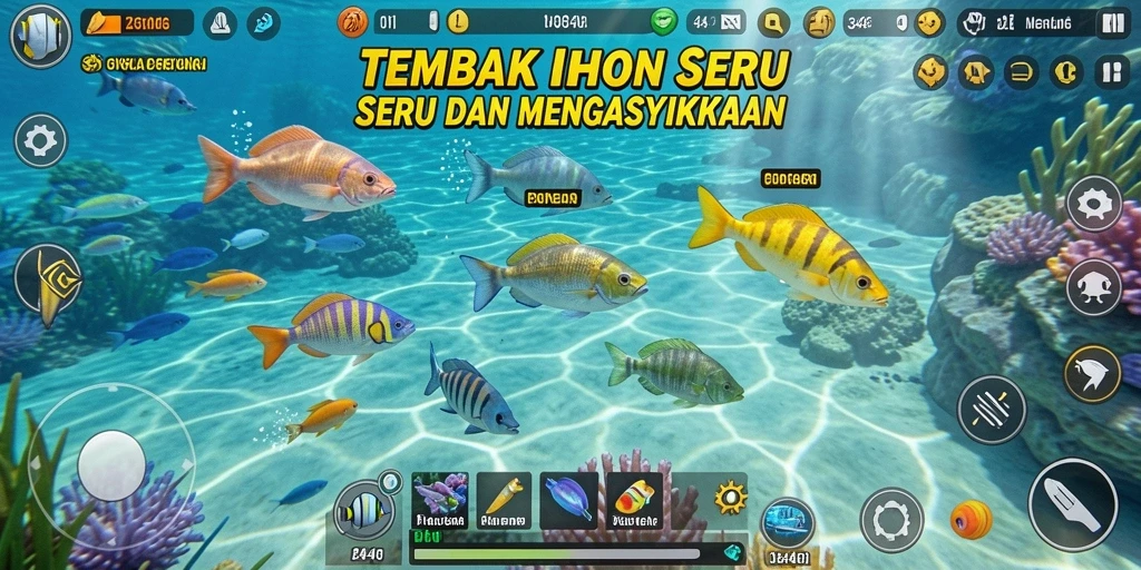 Screenshot gameplay Tembak Ikan 3446 yang menunjukkan aksi menembak ikan.