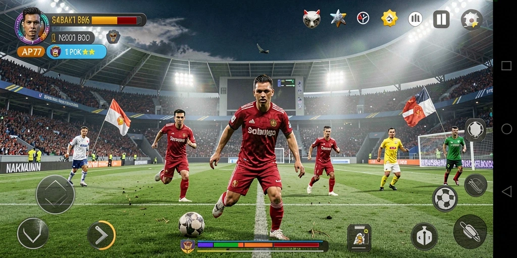 Tampilan gameplay seru dari API77 dengan aksi sepak bola yang mendebarkan.