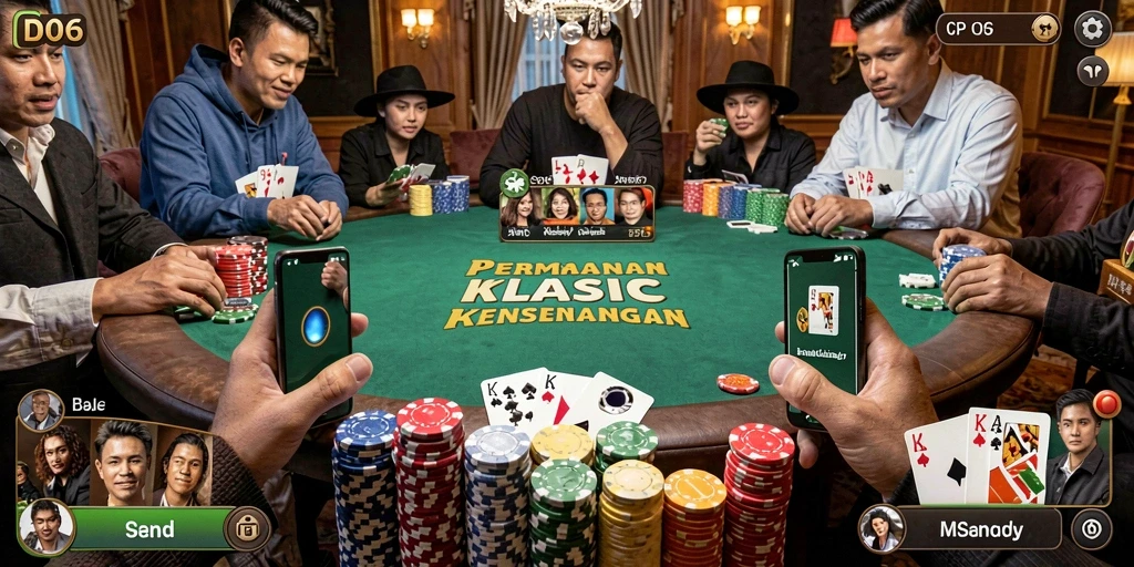 Gameplay seru D06 dengan berbagai mode poker yang menarik.