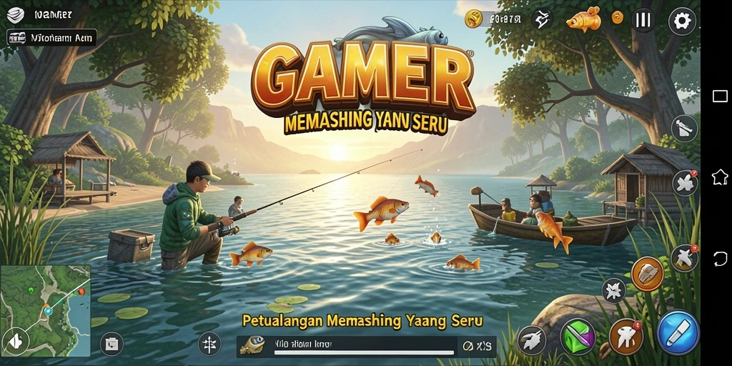 Screenshot utama GAMERP menunjukkan gameplay memancing yang menawan dan realistis.