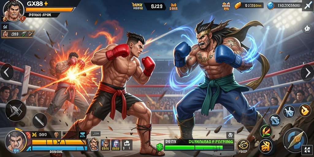 Screenshot GX88 menampilkan aksi pertarungan yang intens dan grafis yang memukau.