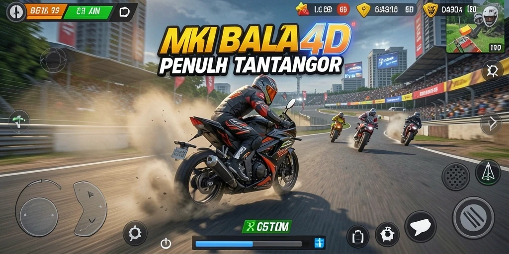 Screenshot MENARA4D menampilkan aksi balap motor yang mendebarkan.