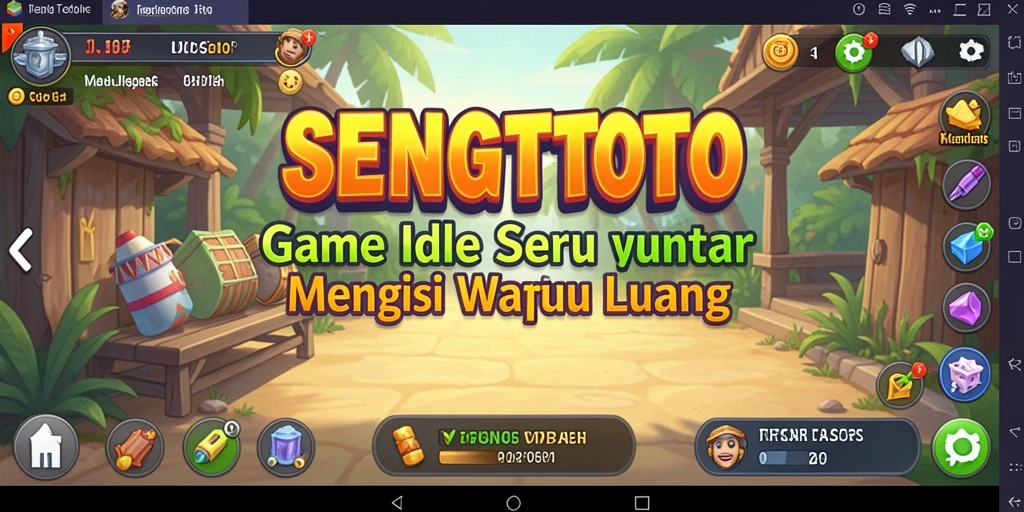 Screenshot gameplay SENGTOTO yang menunjukkan karakter aktif menghasilkan sumber daya.