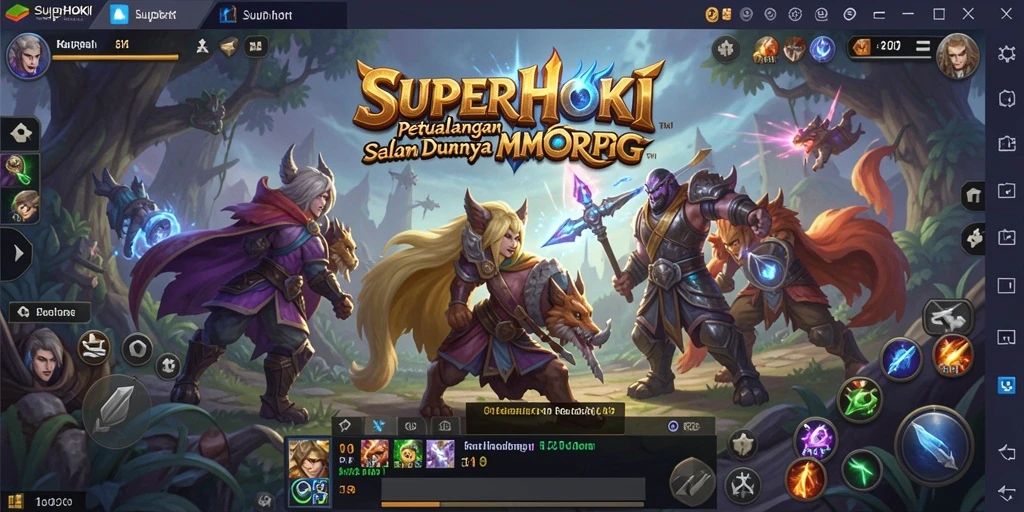 Screenshot SUPERHOKI yang menunjukkan aksi gameplay MMORPG yang mendebarkan.